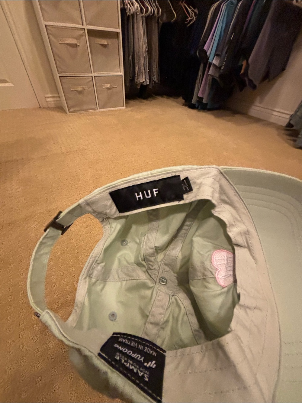 Huf women’s cloth baseball cap pink heart.  Ashy grey.